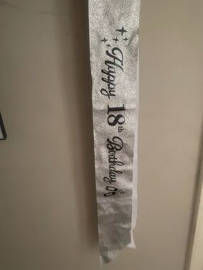 Silver "Happy 18th Birthday" Sash - Party Accessory